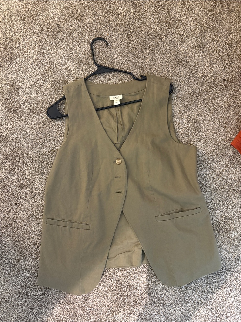 a.n.a Olive Green Sleeveless Button Vest